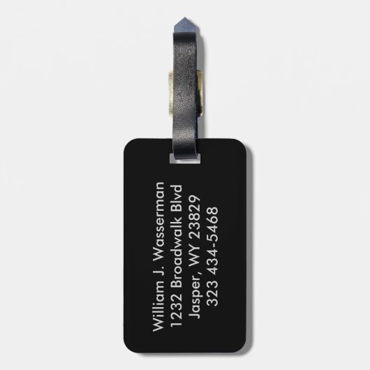 Masculine Monogram Executive Black Style Bagagelabel (Achterkant verticaal)