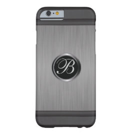 Masculine Monogram Zwart staal Metaallook Case-Mate iPhone Case