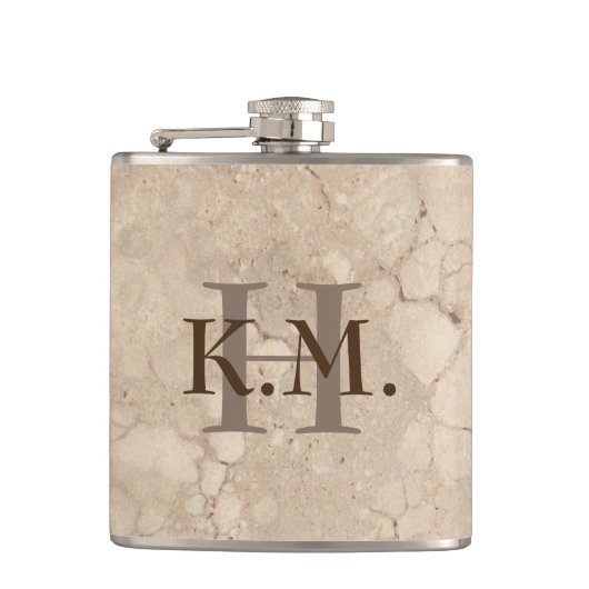 Masculine Monogrammed Beige Granite Flask Heupfles (Voorkant)
