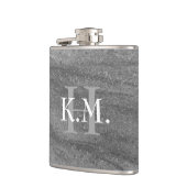 Masculine Monogrammed Dark Gray Granite Flask Heupfles (Links)