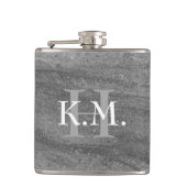 Masculine Monogrammed Dark Gray Granite Flask Heupfles (Voorkant)