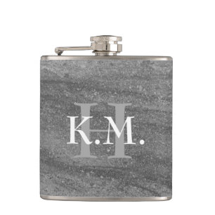 Masculine Monogrammed Dark Gray Granite Flask Heupfles
