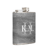 Masculine Monogrammed Dark Gray Granite Flask Heupfles (Rechts)