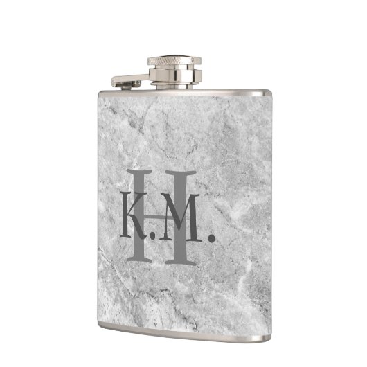 Masculine Monogrammed Gray Granite Flask Heupfles (Links)