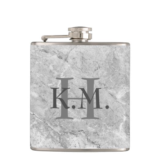 Masculine Monogrammed Gray Granite Flask Heupfles (Voorkant)