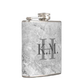 Masculine Monogrammed Gray Granite Flask Heupfles (Rechts)