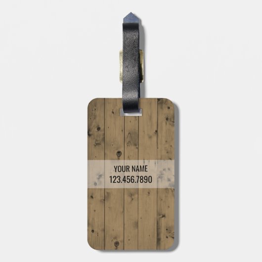 Masculine Monogrammed-Initialen | Rustige houten p Bagagelabel (Achterkant verticaal)