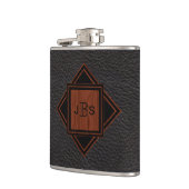 Masculine Monogrammed | Lederhout Graanblik Heupfles (Links)