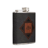 Masculine Monogrammed | Lederhout Graanblik Heupfles (Rechts)