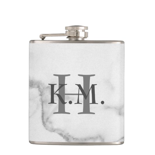 Masculine Monogrammed Marble Flask Heupfles (Voorkant)