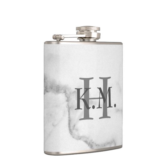 Masculine Monogrammed Marble Flask Heupfles (Rechts)