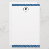 Masculine Monogrammed Nautical Stationery Briefpapier (Voorkant / Achterkant)