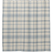 Masculine Muted Blue Plaid w/ Linen Texture Douchegordijn (Voorkant)