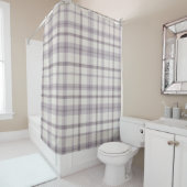 Masculine Muted Purple Plaid w/ Linen Texture Douchegordijn (In situ)