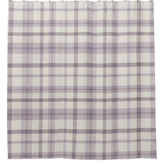 Masculine Muted Purple Plaid w/ Linen Texture Douchegordijn (Voorkant)