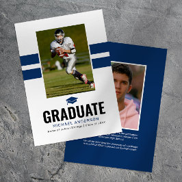 Masculine Navy 2025 Afstuderen Foto Aankondiging