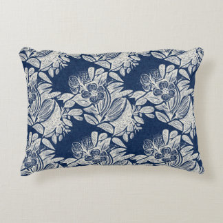 Masculine Navy Blue Effect Indigo Bloemen overal Accent Kussen