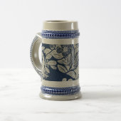 Masculine Navy Blue Effect Indigo Bloemen overal Bierpul (Voorkant links)