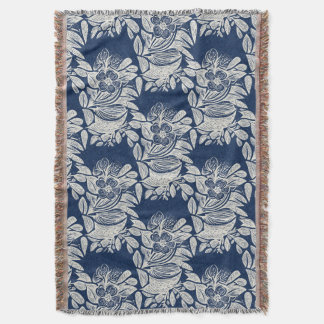 Masculine Navy Blue Effect Indigo Bloemen overal Deken