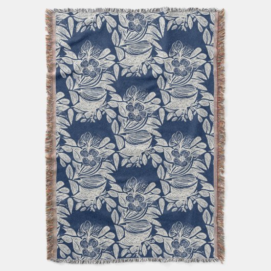 Masculine Navy Blue Effect Indigo Bloemen overal Deken (Voorkant Verticaal)