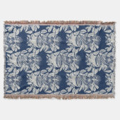 Masculine Navy Blue Effect Indigo Bloemen overal Deken (Voorkant)
