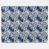 Masculine Navy Blue Effect Indigo Bloemen overal Fleece Deken (Voorkant (Horizontaal))