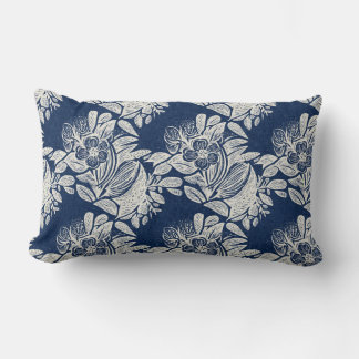 Masculine Navy Blue Effect Indigo Bloemen overal Kussen