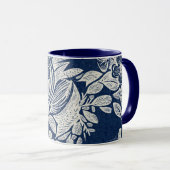 Masculine Navy Blue Effect Indigo Bloemen overal Mok (Voorkant rechts)