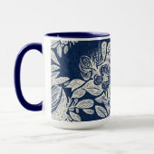 Masculine Navy Blue Effect Indigo Bloemen overal Mok (Links)