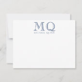 Masculine Navy Blue Initialen Naam Monogram Notitiekaartje (Voorkant)