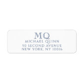 Masculine Navy Blue Initialen Return Address Label (Voorkant)