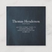 Masculine Navy Blue Professional Vierkante Visitekaartje (Achterkant)