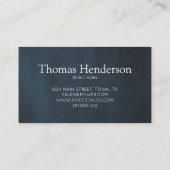 Masculine Navy Blue Professional Visitekaartje (Achterkant)