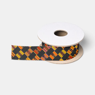 Masculine Pinstripes en Bright Kente Pattern Satijnen Lint