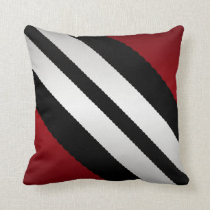 Masculine Red Black Grey Stripes Design Kussen