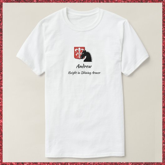 Masculine Red en Black Knight in Shining Armor T-shirt