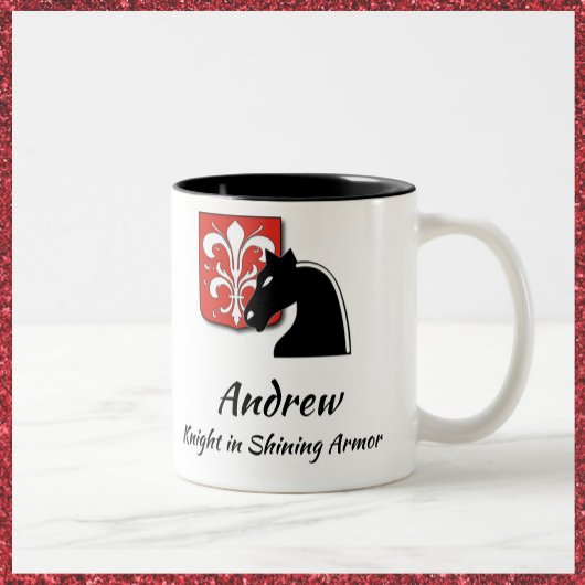 Masculine Red en Black Knight in Shining Armor Tweekleurige Koffiemok