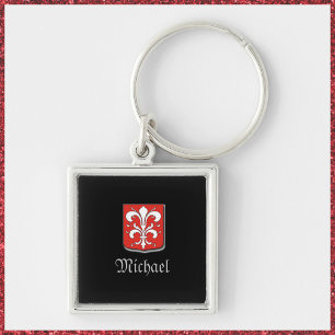 Masculine Red en Black Medieval Knight Shield Sleutelhanger
