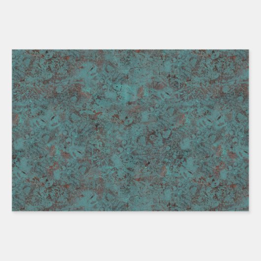 Masculine Rust Turquoise Patina Design Wrappin Inpakpapier Vel (Voorkant 2)
