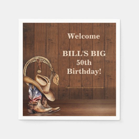 Masculine Rustic Cowboy Pet Boots Western hout Servet (Voorkant)