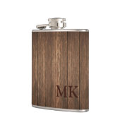 Masculine Rustic Wood Design Initiaal Monogram Heupfles (Links)