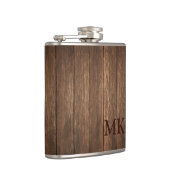 Masculine Rustic Wood Design Initiaal Monogram Heupfles (Rechts)