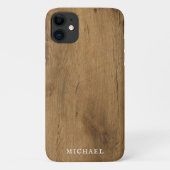 Masculine Rustic Wood - Gepersonaliseerd met naam Case-Mate iPhone Case (Achterkant)