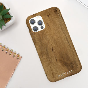 Masculine Rustic Wood - Gepersonaliseerd met naam Case-Mate iPhone Case