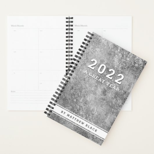 Masculine Silver Grunge Mannen Business Plan 2022 Planner (Display)