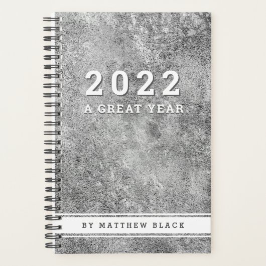 Masculine Silver Grunge Mannen Business Plan 2022 Planner (Voorkant)