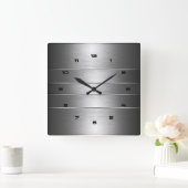 Masculine Silver Stripes Pattern Vierkante Klok (Huis)