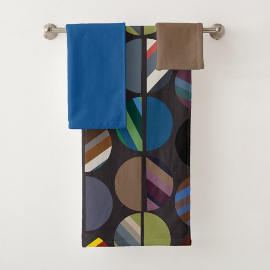 Masculine Striped Oval Halves Bath Towel Set Bad Handdoek (Insitu)