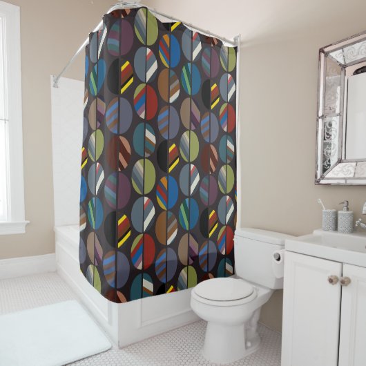 Masculine Striped Oval Halves Douchegordijn (In situ)