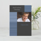 Masculine Stripes Afstuderen Uitnodiging (Staand voorkant)